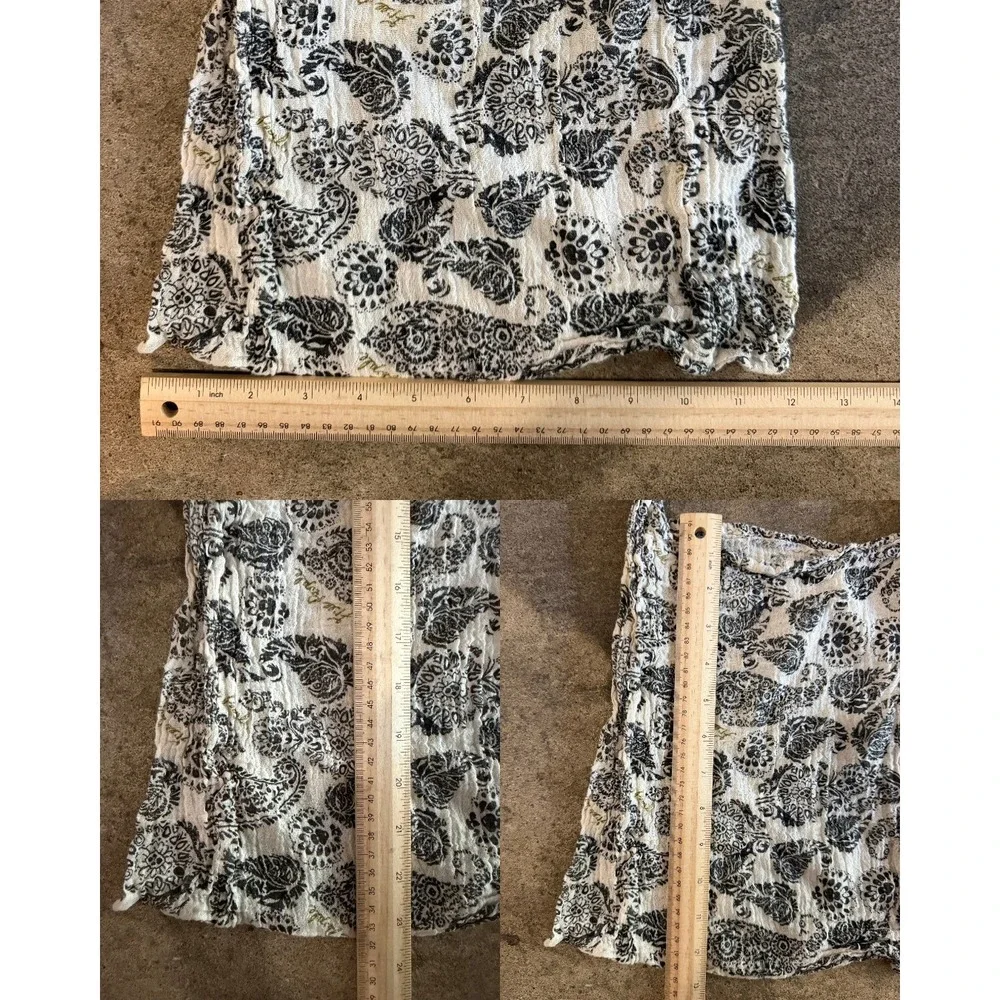 Free People Black Paisley Cotton Gauze Small Tote Bag OS Boho Reusable
